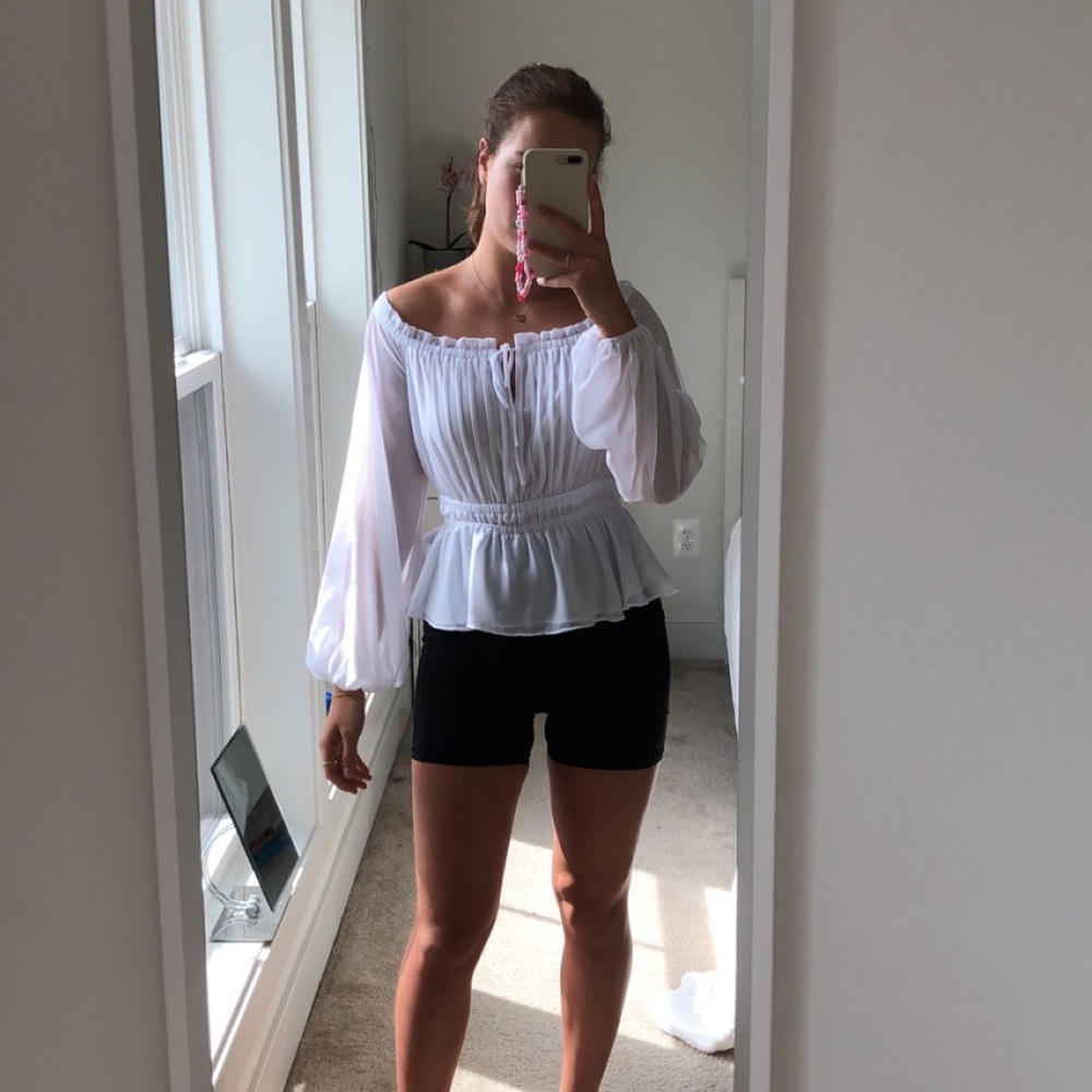 NEW guess white girly blouse